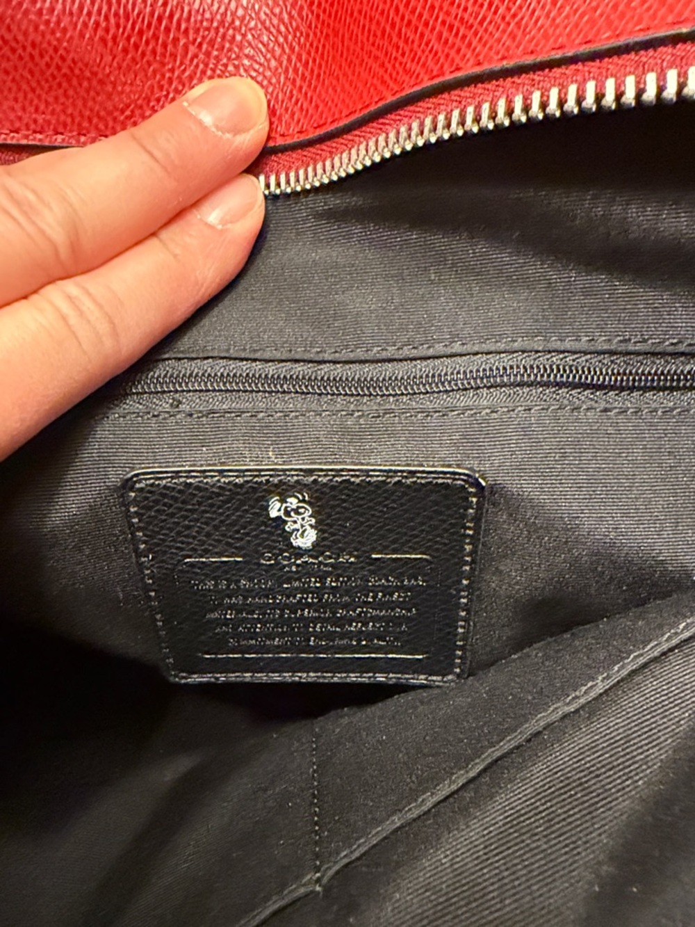 Coach Red Leather Tote with Snoopy Illustration. Never used. - Picture 5 of 5